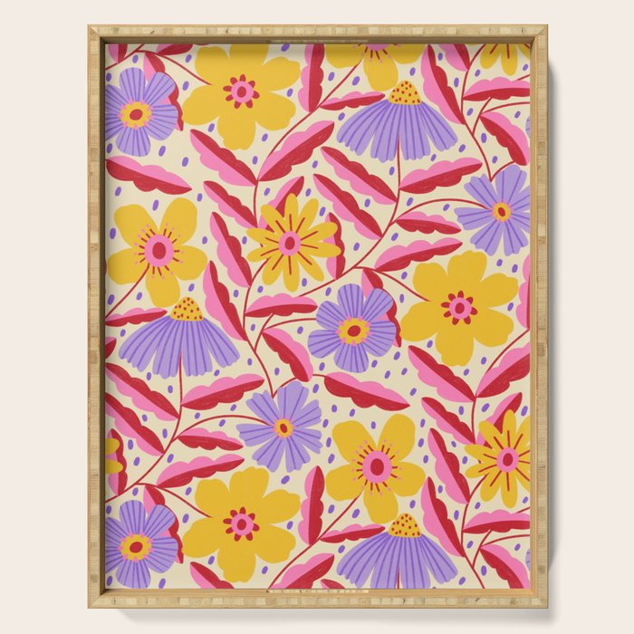 Flower Garden - Yellow & Purple  Serving Tray Gallery Image 1