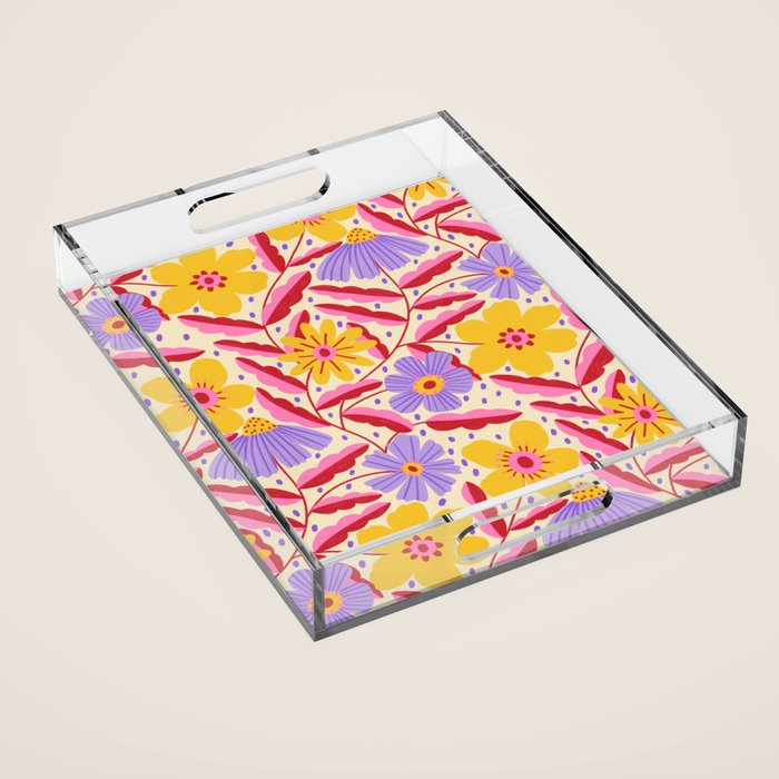 Flower Garden - Yellow & Purple  Acrylic Tray Gallery Image 1
