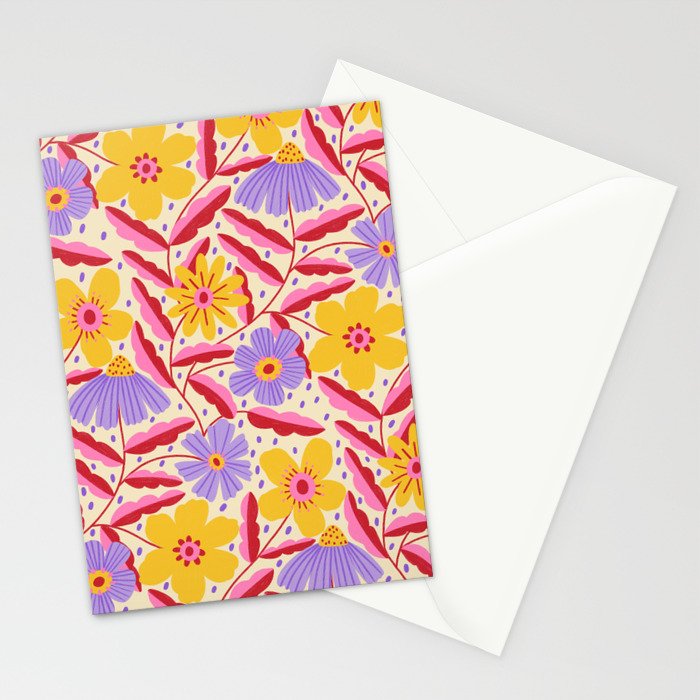 Flower Garden - Yellow & Purple  Stationery Card Gallery Image 2
