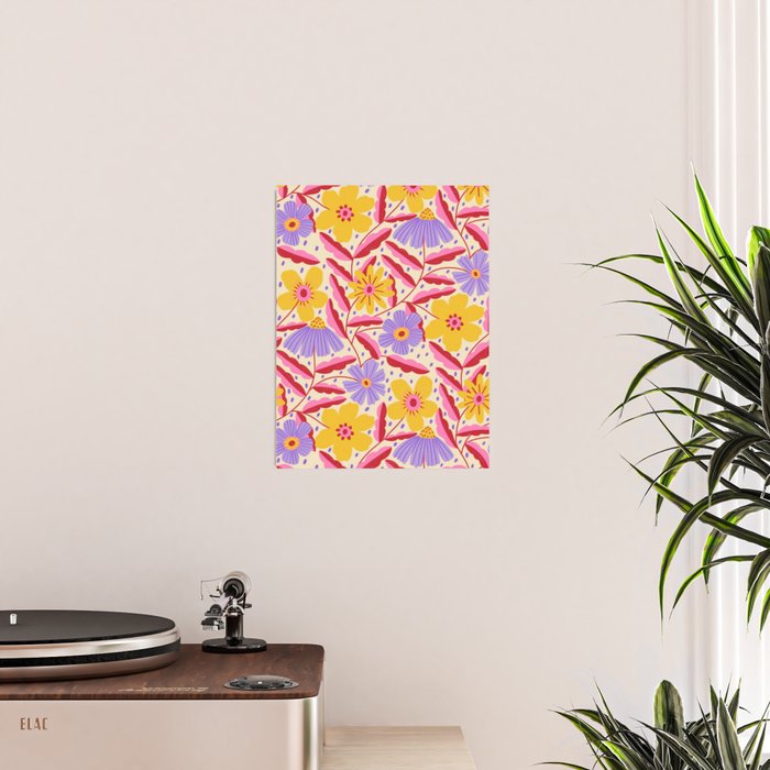Flower Garden - Yellow & Purple  Poster Gallery Image 2