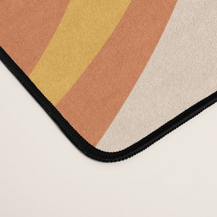 Trippy Dream Abstract Pattern Ice Blue Mustard Apricot Cream  Desk Mat Gallery Image 4