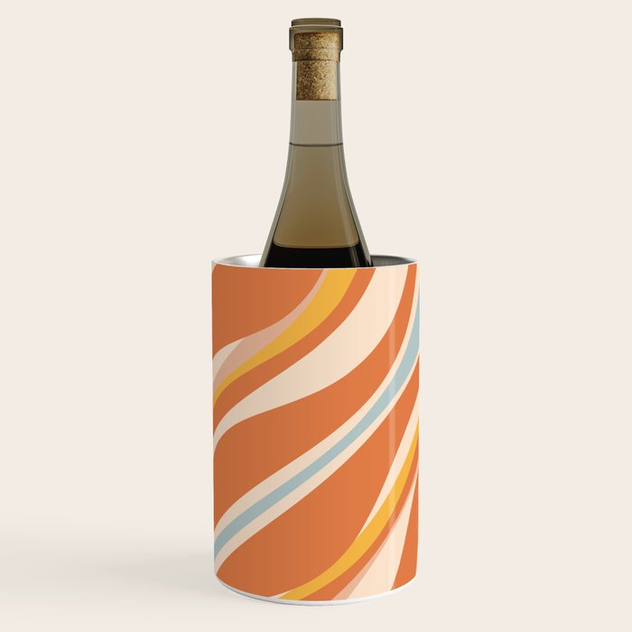 Trippy Dream Abstract Pattern Ice Blue Mustard Apricot Cream  Wine Chiller Gallery Image 1