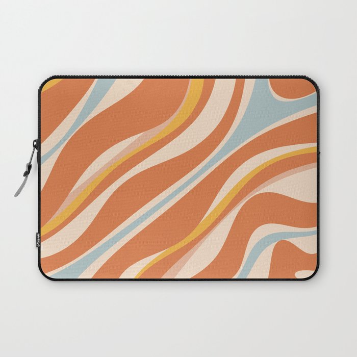 Trippy Dream Abstract Pattern Ice Blue Mustard Apricot Cream  Laptop Sleeve Gallery Image 1