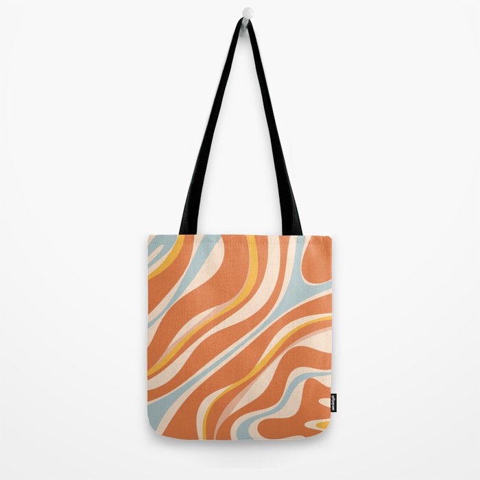 Trippy Dream Abstract Pattern Ice Blue Mustard Apricot Cream  Tote Bag Gallery Image 2