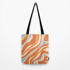 Trippy Dream Abstract Pattern Ice Blue Mustard Apricot Cream  Tote Bag Gallery Image 2