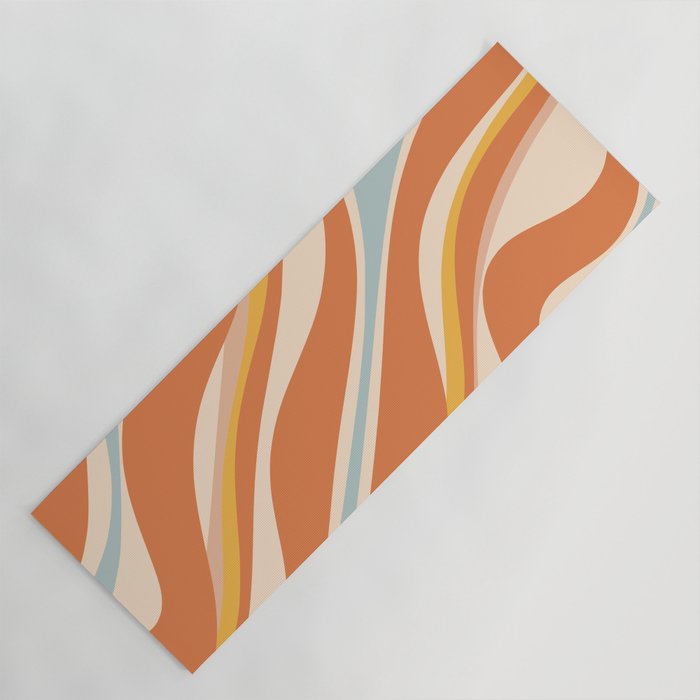 Trippy Dream Abstract Pattern Ice Blue Mustard Apricot Cream  Yoga Mat Gallery Image 1