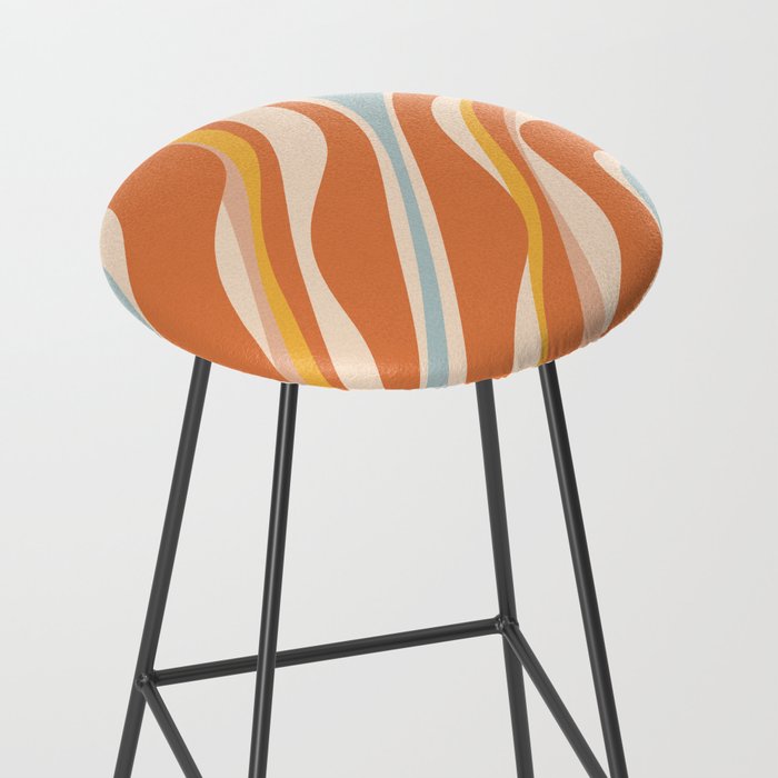Trippy Dream Abstract Pattern Ice Blue Mustard Apricot Cream  Stool Gallery Image 2