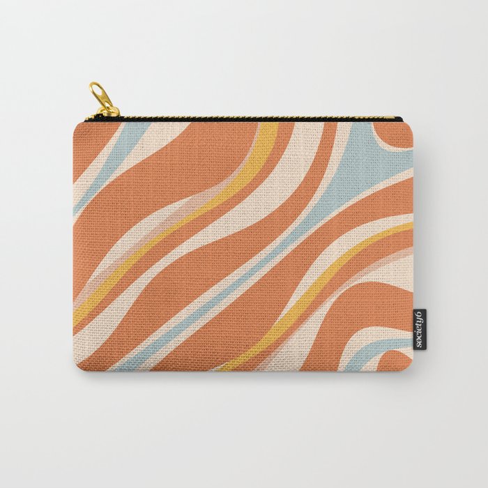 Trippy Dream Abstract Pattern Ice Blue Mustard Apricot Cream  Carry All Pouch Gallery Image 1
