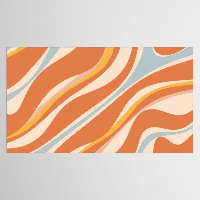 Trippy Dream Abstract Pattern Ice Blue Mustard Apricot Cream  Tablecloth Gallery Image 2