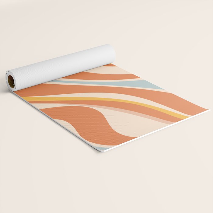 Trippy Dream Abstract Pattern Ice Blue Mustard Apricot Cream  Yoga Mat Gallery Image 2