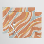 Trippy Dream Abstract Pattern Ice Blue Mustard Apricot Cream  Placemat Gallery Image 1