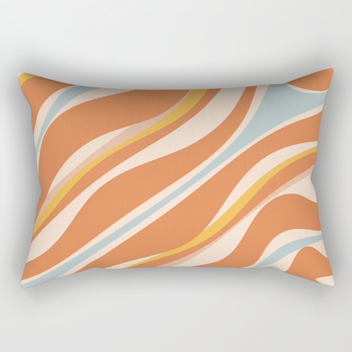 Trippy Dream Abstract Pattern Ice Blue Mustard Apricot Cream  Rectangular Pillow Gallery Image 2
