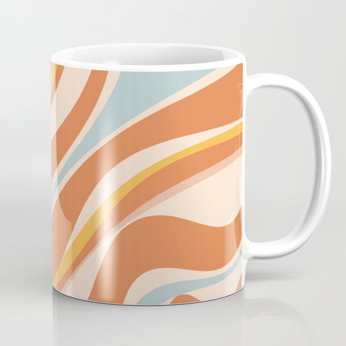 Trippy Dream Abstract Pattern Ice Blue Mustard Apricot Cream  Coffee Mug Gallery Image 1