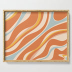 Trippy Dream Abstract Pattern Ice Blue Mustard Apricot Cream  Serving Tray Gallery Image 1