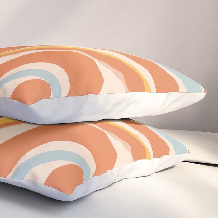 Trippy Dream Abstract Pattern Ice Blue Mustard Apricot Cream  Pillow Sham Gallery Image 3