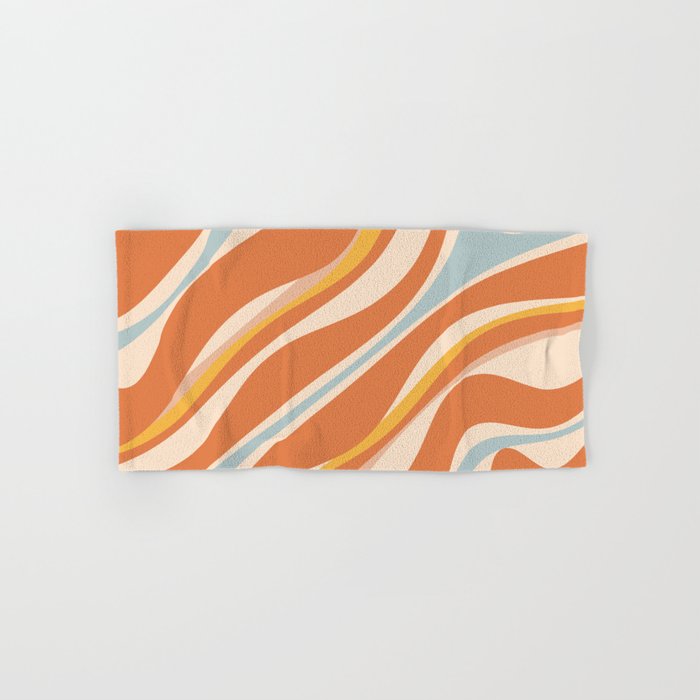 Trippy Dream Abstract Pattern Ice Blue Mustard Apricot Cream  Bath Towel Gallery Image 1