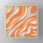 Trippy Dream Abstract Pattern Ice Blue Mustard Apricot Cream  Mini Art Print Gallery Image 1