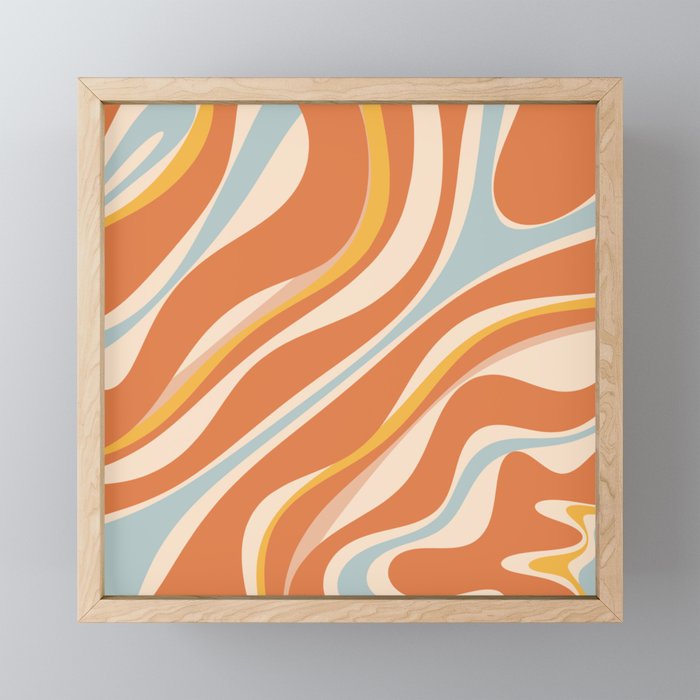 Trippy Dream Abstract Pattern Ice Blue Mustard Apricot Cream  Mini Art Print Gallery Image 1