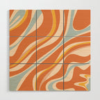 Trippy Dream Abstract Pattern Ice Blue Mustard Apricot Cream  Wood Wall Art Gallery Image 1