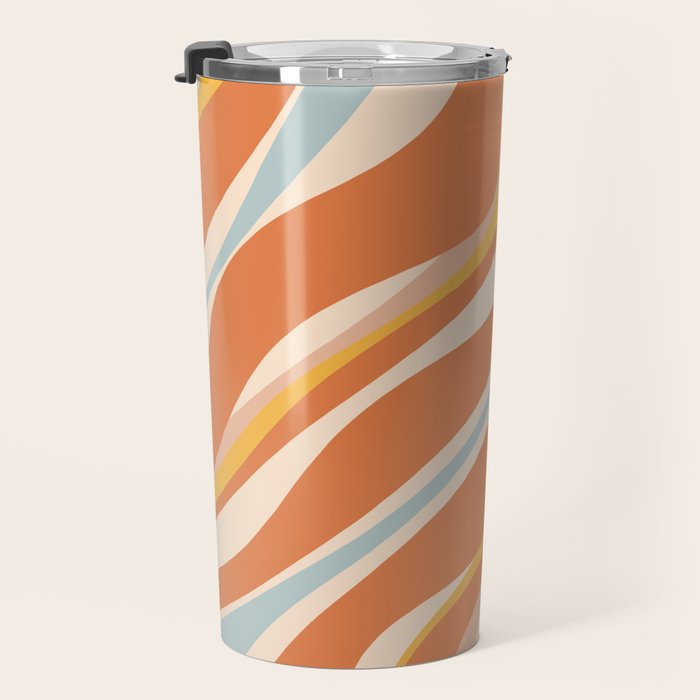 Trippy Dream Abstract Pattern Ice Blue Mustard Apricot Cream  Travel Mug Gallery Image 3