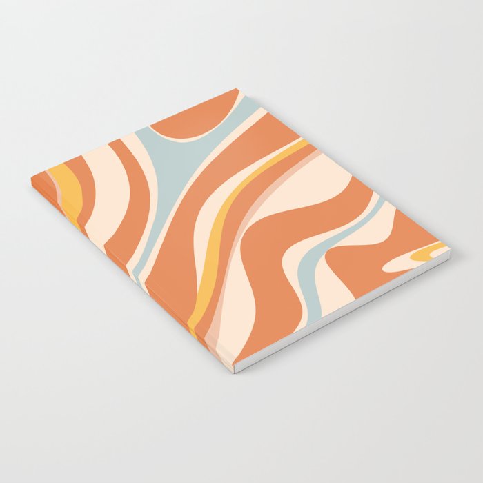 Trippy Dream Abstract Pattern Ice Blue Mustard Apricot Cream  Notebook Gallery Image 2