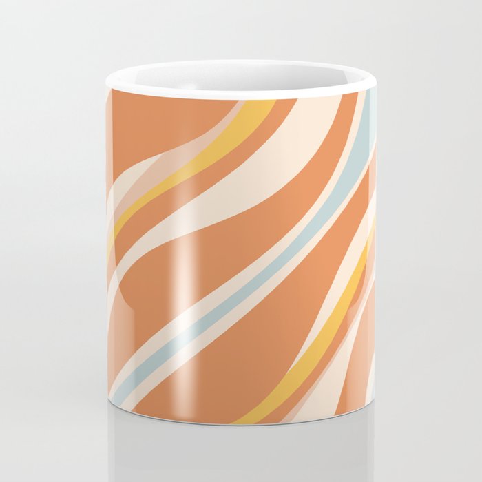 Trippy Dream Abstract Pattern Ice Blue Mustard Apricot Cream  Coffee Mug Gallery Image 4