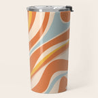 Trippy Dream Abstract Pattern Ice Blue Mustard Apricot Cream  Travel Mug Gallery Image 2