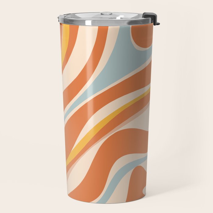 Trippy Dream Abstract Pattern Ice Blue Mustard Apricot Cream  Travel Mug Gallery Image 2
