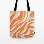 Trippy Dream Abstract Pattern Ice Blue Mustard Apricot Cream  Tote Bag Gallery Image 1