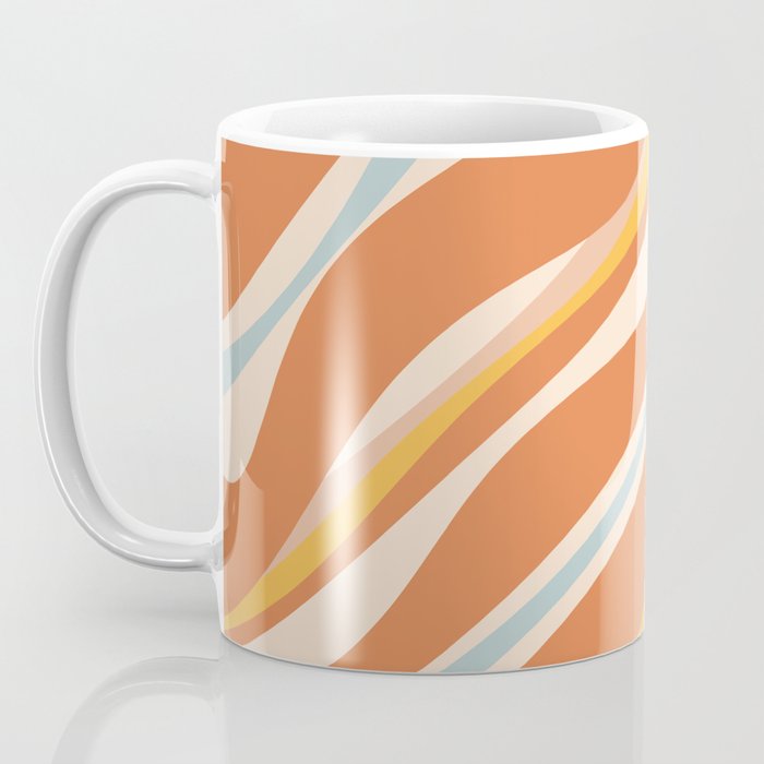 Trippy Dream Abstract Pattern Ice Blue Mustard Apricot Cream  Coffee Mug Gallery Image 3