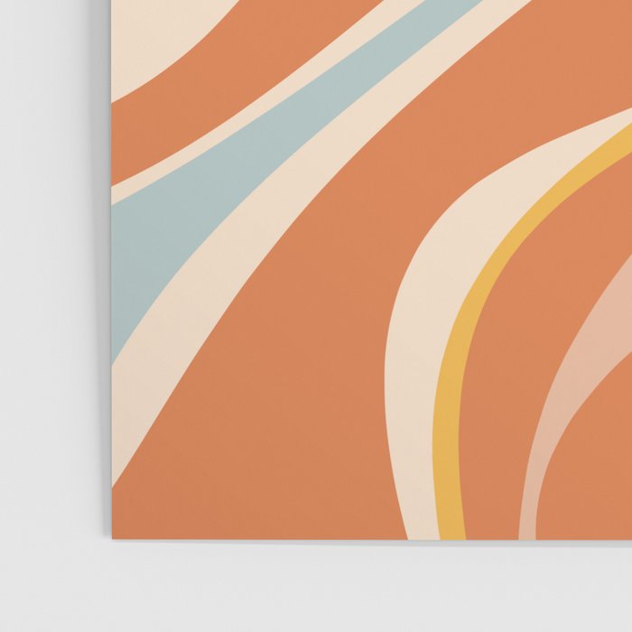 Trippy Dream Abstract Pattern Ice Blue Mustard Apricot Cream  Poster Gallery Image 3
