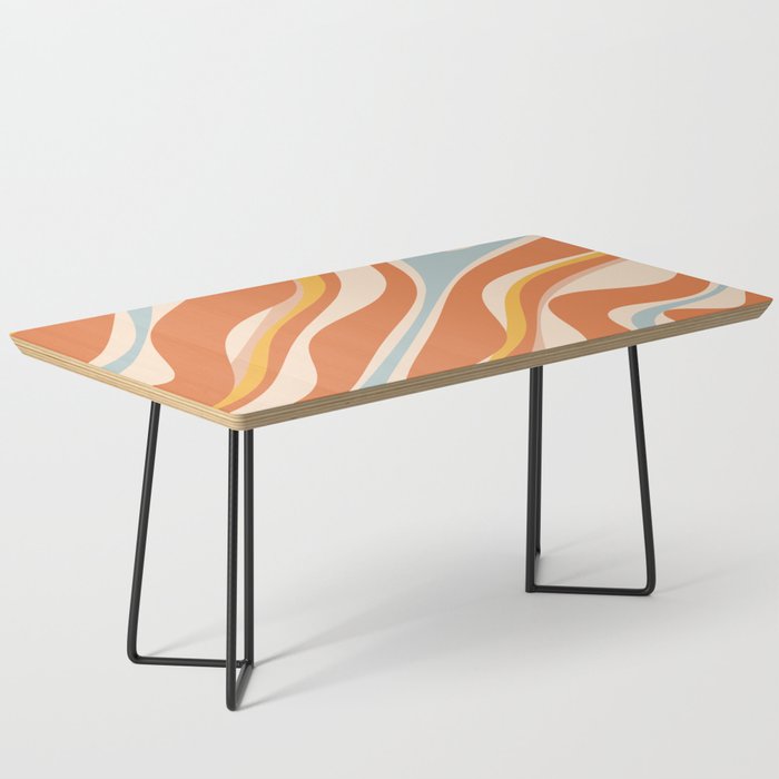Trippy Dream Abstract Pattern Ice Blue Mustard Apricot Cream  Coffee Table Gallery Image 1