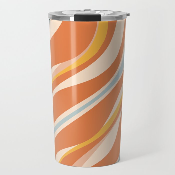 Trippy Dream Abstract Pattern Ice Blue Mustard Apricot Cream  Travel Mug Gallery Image 1