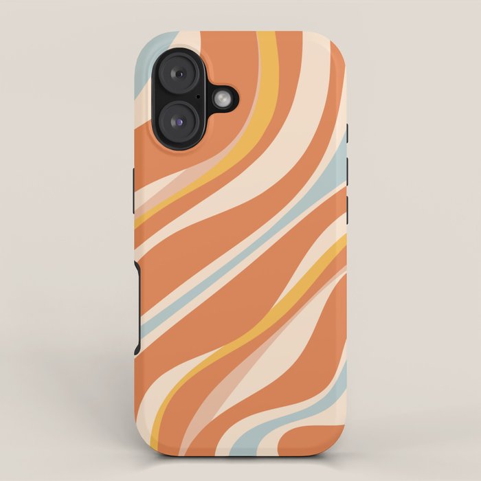Trippy Dream Abstract Pattern Ice Blue Mustard Apricot Cream  iPhone Case Gallery Image 1