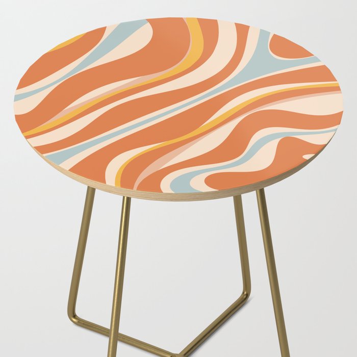Trippy Dream Abstract Pattern Ice Blue Mustard Apricot Cream  Side Table Gallery Image 2