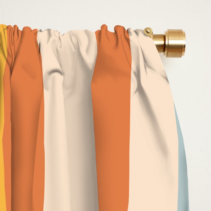 Trippy Dream Abstract Pattern Ice Blue Mustard Apricot Cream  Window Curtain Gallery Image 2