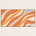 Trippy Dream Abstract Pattern Ice Blue Mustard Apricot Cream  Desk Mat Gallery Image 3