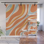 Trippy Dream Abstract Pattern Ice Blue Mustard Apricot Cream  Wall Mural Gallery Image 1