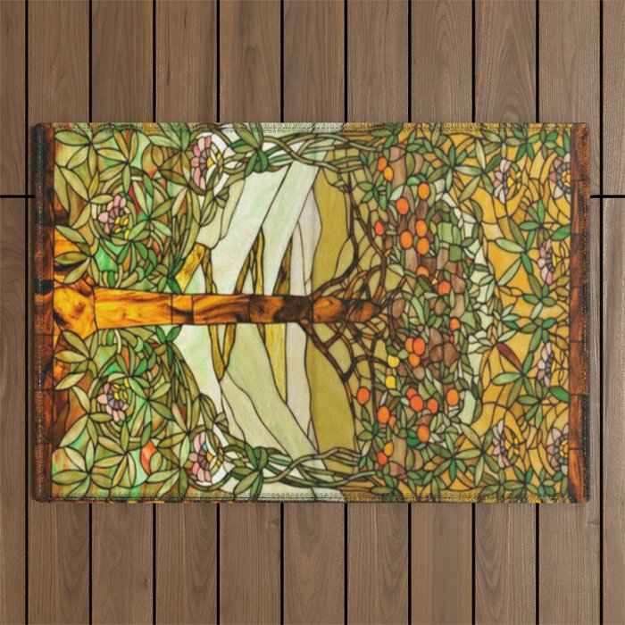 Louis Comfort Tiffany - Stained glass. Tree of life Outdoor Rug Gallery Image 1