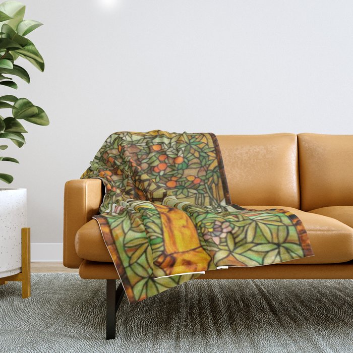 Louis Comfort Tiffany - Stained glass. Tree of life Throw Blanket Gallery Image 1