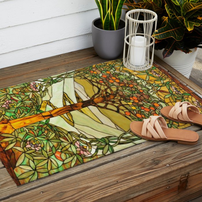 Louis Comfort Tiffany - Stained glass. Tree of life Outdoor Rug Gallery Image 2
