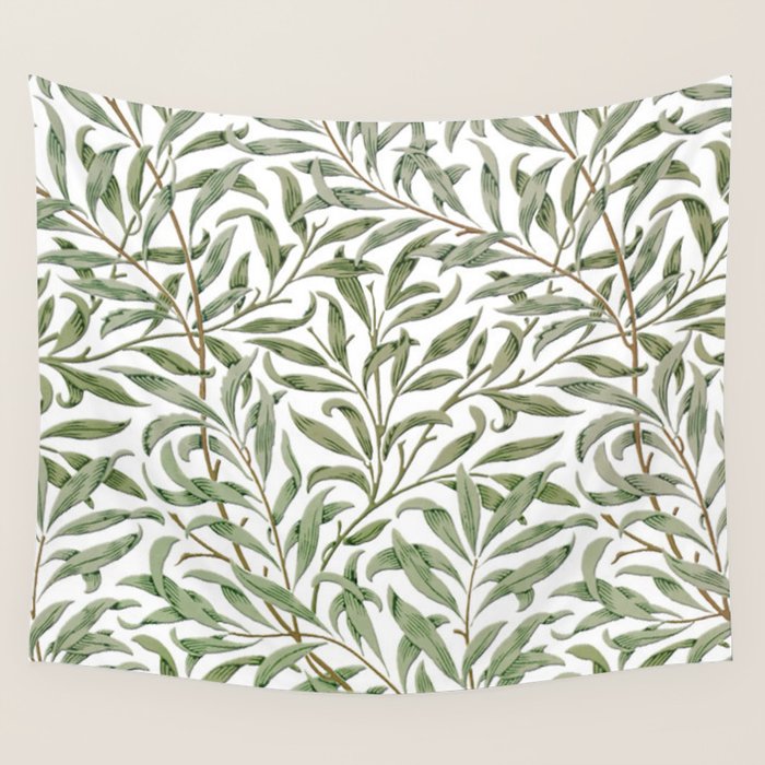 William Morris Willow Bough Green & White Wall Tapestry Gallery Image 1