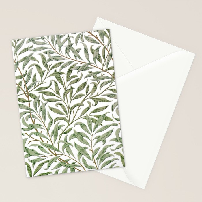 William Morris Willow Bough Green & White Stationery Card Gallery Image 2