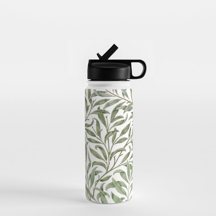 William Morris Willow Bough Green & White Water Bottle Gallery Image 1