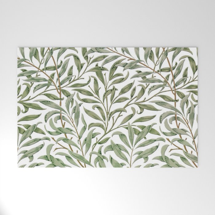 William Morris Willow Bough Green & White Welcome Mat Gallery Image 1