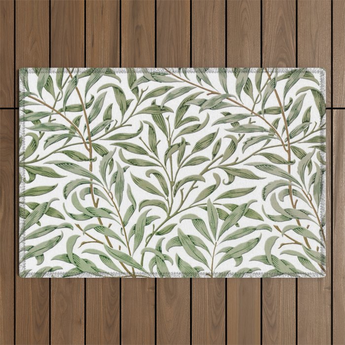 William Morris Willow Bough Green & White Outdoor Rug Gallery Image 1