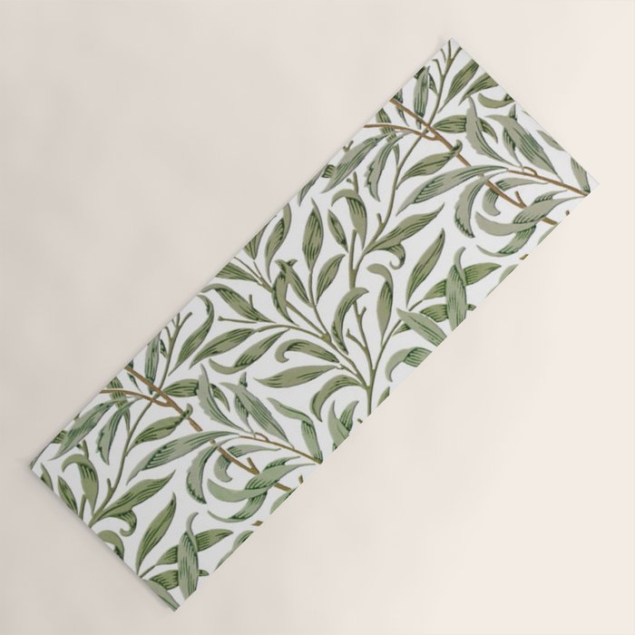 William Morris Willow Bough Green & White Yoga Mat Gallery Image 1