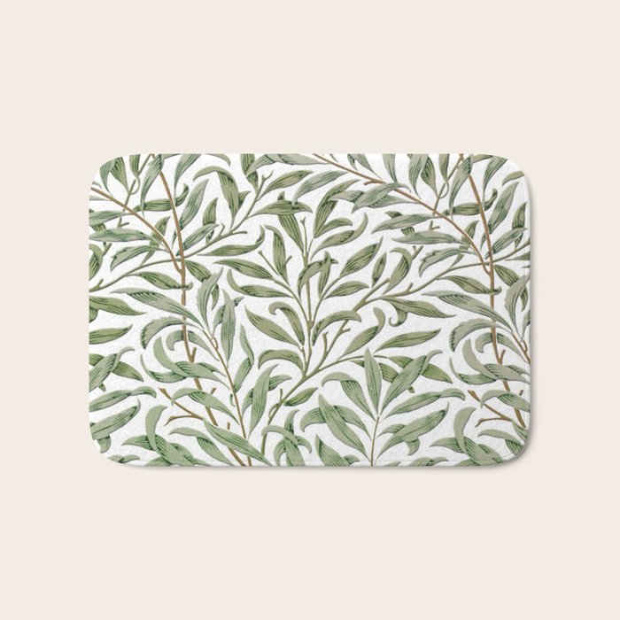 William Morris Willow Bough Green & White Bath Mat Gallery Image 1