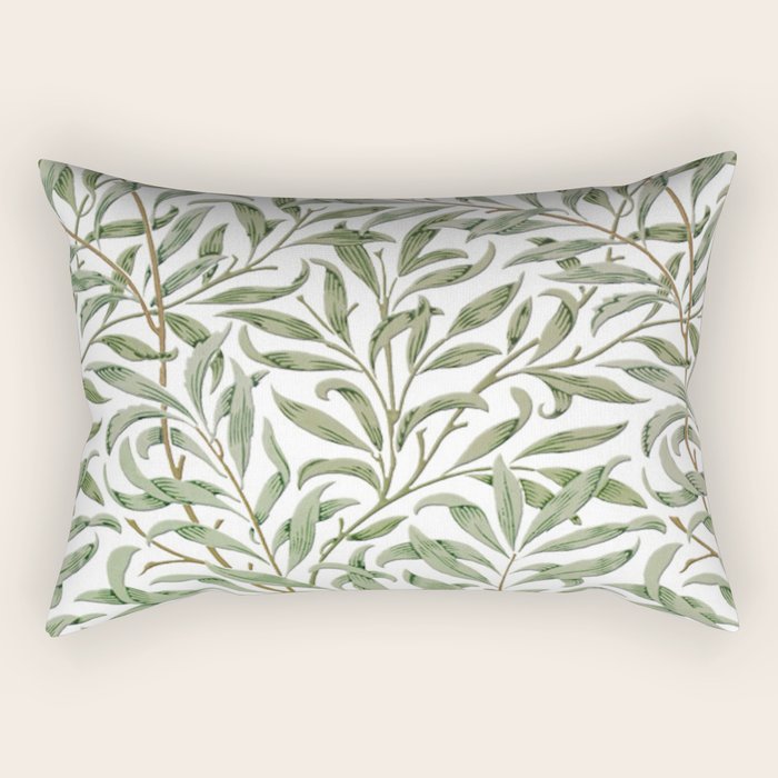 William Morris Willow Bough Green & White Rectangular Pillow Gallery Image 2