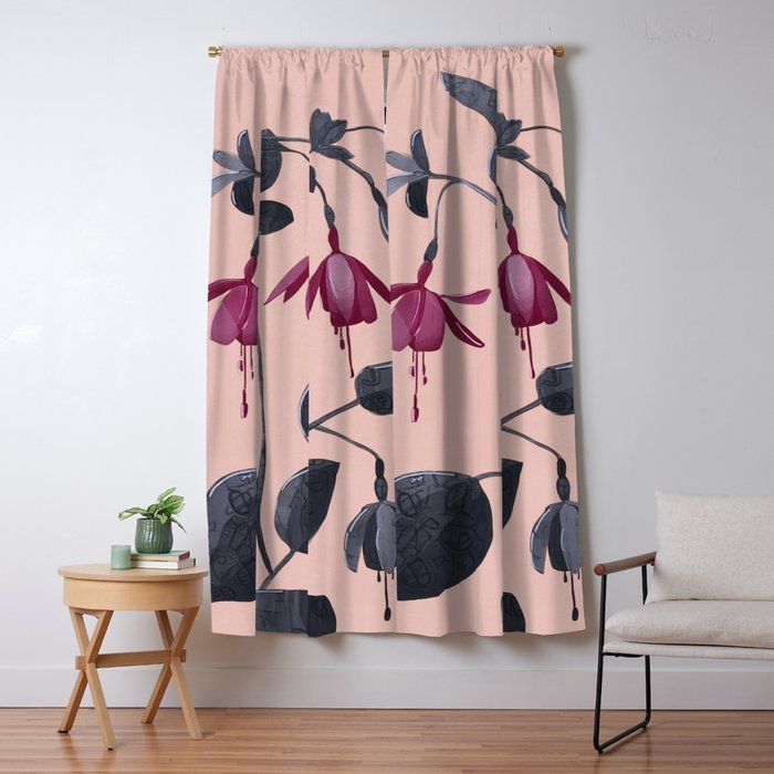Fuchsia Botanical Drawing Window Curtain Gallery Image 5